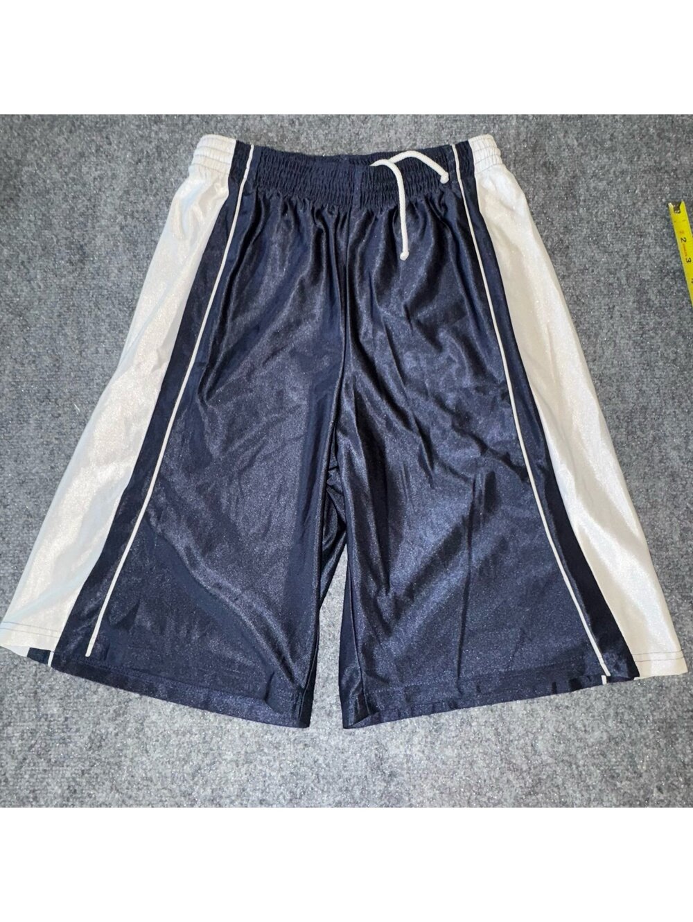 Teamwork Athletic Apparel Navy Blue Dazzle Hoop Shorts Mens MD Vtg y2k 90s Rare